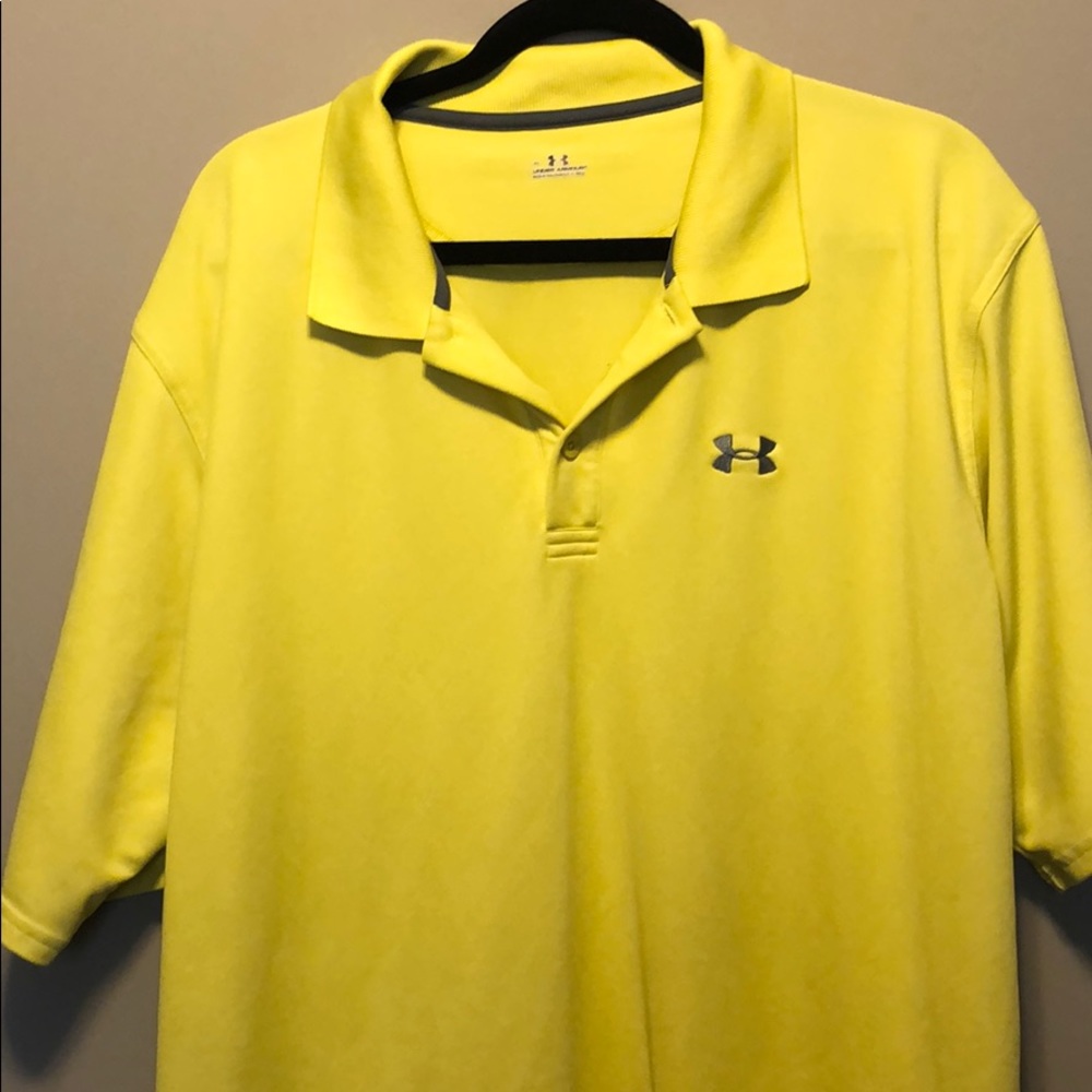 Under Armour yellow polo w/ grey emblem